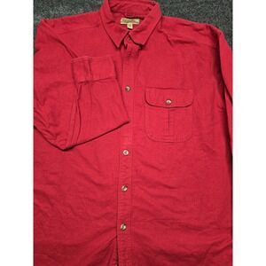 Cabela's DeerSkin Soft Chamois Shirt Size XXL 2x Red Button Heavy Cotton Flannel